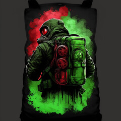 Reaper, soldier, respirator, pistol, green, red, backpack