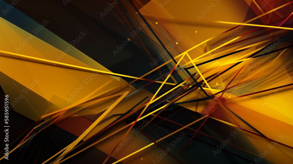 Canvas Prints Yellow abstract colorful geometric lines Generative AI