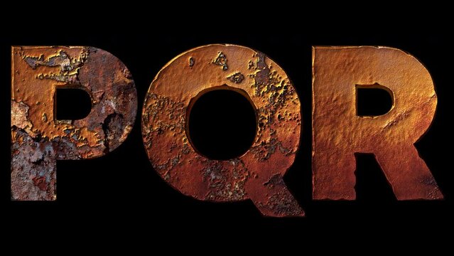 P,Q,R - Letter Rusty Effect Animation, Alpha Channel
