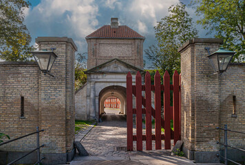 Copenhagen, Denmark - September 13, 2010: Closeup of Kastellet citadel and fortress north gate...