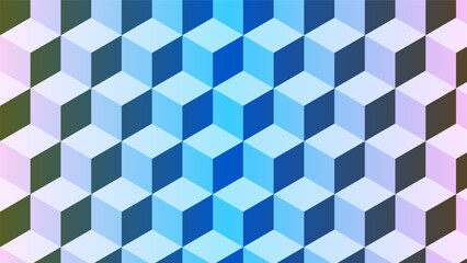 Colorful gradient geometric pattern. 3D cube geometric pattern. Colorful 3D cube pattern background. Gradient isometric cube pattern.