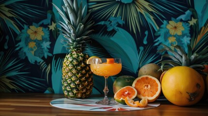 Summer in a Glass: A Tangy and Sweet Tropical Cocktail with an Island-inspired Design, AI Generative