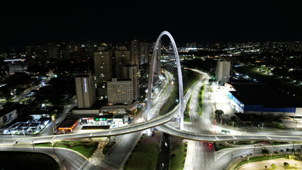 Fototapeta na wymiar Night aerial view of the Arco da Inovacao in São José dos Campos, Brazil.