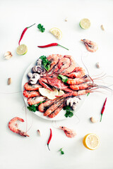 fresh seafood delicious- shrimp, octopus with lemon and pepper  