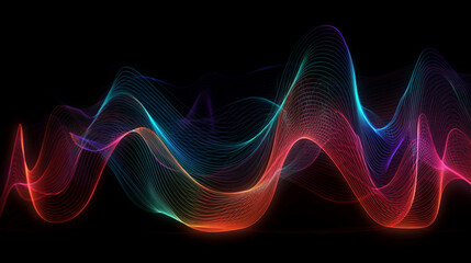 Fototapeta na wymiar Abstract background of colorful neon wavy line Generative AI