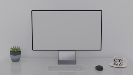 Design Desk Setup minimalist 3D rendering 
