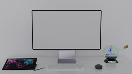 blank monitor  for display mock up 3d rendering