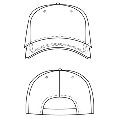 Blank Snapback Cap Vector Design, Trucker Hat Streetwear Mock Up Template