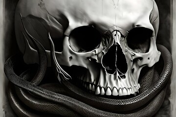 A Gothic digital painting of a skull Generative AI