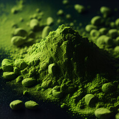 Matcha powder, green coffee.