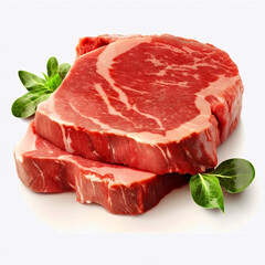 Fototapeta premium Raw meat is isolated on white background.