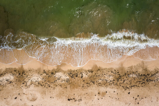 Aerial view to surf at the sea