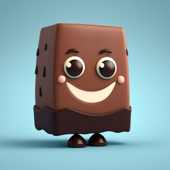 Happy Chocolate Character in 3D Cartoon Style generative ai