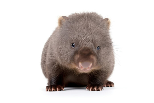 wombat joey, a marsupial native to Australia, known for its circular body shape, stumpy legs, and exceptional digging skills, strong teeth can grind through tough plant material as it is herbivorous.