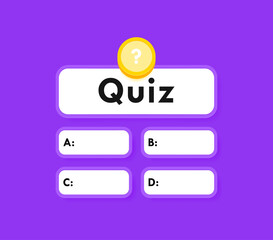 Intelectual quiz game pop up box with question mark and variants of answers. Design concept for test, exam, education and learning. Question and answers. Vector illustration