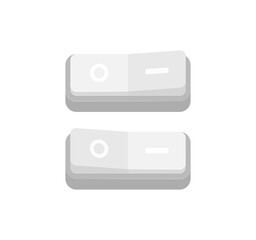 Turn on or off button set. Realistic toggle switch on or off. Switch for control electric light. Vector illustration