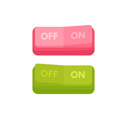 Turn on or off button set. Realistic toggle switch on or off. Switch for control electric light. Vector illustration