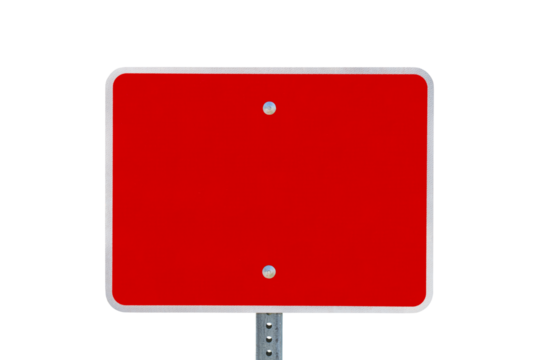 Blank red sign isolated with cut out background.