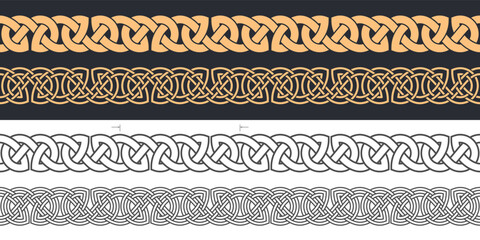 Fototapeta Celtic knot braided frame border ornament. Seamless ribbon. obraz