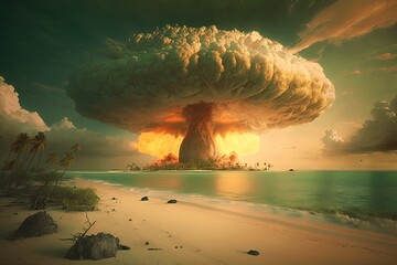 Nuclear tests on tropical islands conducted by various countries during the mid-20th century on remote islands in the Pacific and Atlantic Oceans. These tests caused significant environmental damage.