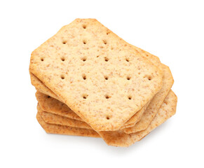 Tasty crackers isolated on white background