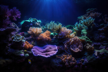 Naklejka na ściany i meble coral reef underwater. Generative Ai