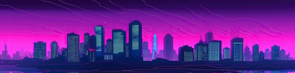 Fototapeta premium City background in vaporwave and synthwave style, city ​​wallpaper, Generative AI