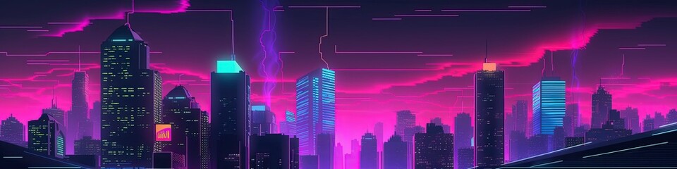 Fototapeta na wymiar City background in vaporwave and synthwave style, city ​​wallpaper, Generative AI