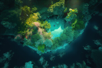 coral reef from top view. Generative Ai