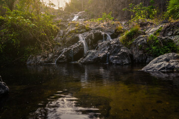 Naklejka na ściany i meble Khlong Nam Lai Waterfall, Beautiful waterfalls in klong Lan national park of Thailand