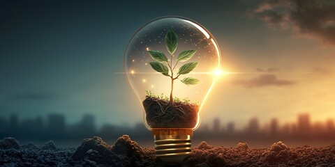 light bulb and plant, image created with AI