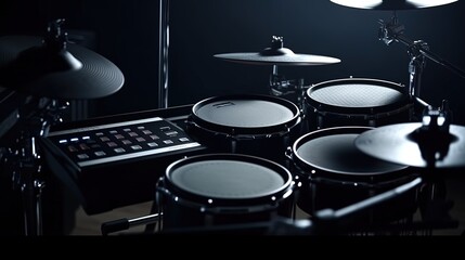 Fototapeta na wymiar Electronic Drum kit on stage Generative AI
