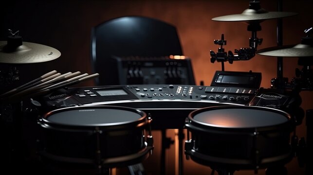 Electronic Drum kit on stage Generative AI