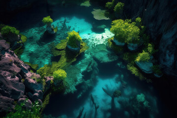 Obraz premium coral reef from top view. Generative Ai