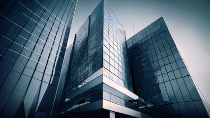 Obraz na płótnie Canvas Low angle image of contemporary office tower