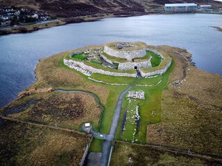 Broch of Clickimin neolithic tower view in Lerwick, Shetland Islands, Scotland