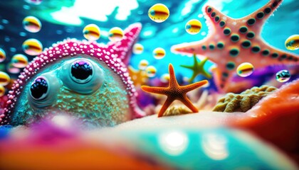 starfish in the blue ocean