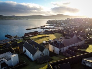 Lerwick town historical center by sunny winter morning, Shetland Islands, Scotland 