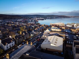 Lerwick town historical center by sunny winter morning, Shetland Islands, Scotland 