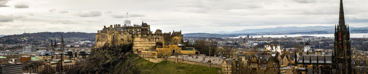 Fototapeta na wymiar Aerial view of Edinburgh castle and Royal mile