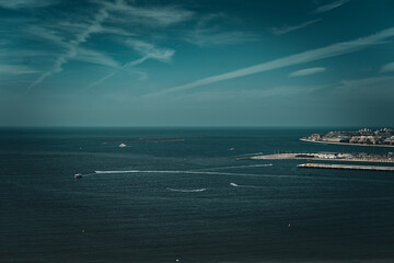 Landscape sky and sea with boats