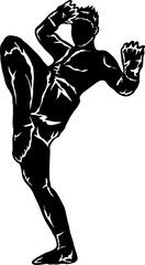 muay thai boxing fighter icon logo silhouette
