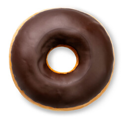 Sweet chocolate iced glazed donuts on white background, Delicious chocolate glazed donuts isolated on white background With clipping path