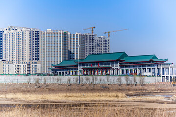 Building view of the toll station at the intersection of Changchun South Expressway, China