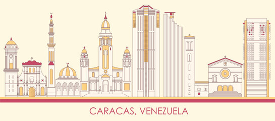 Cartoon Skyline panorama of city of Caracas, Venezuela - vector illustration