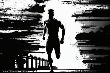 Silhouette of a Man Jogging Created by Generative AI