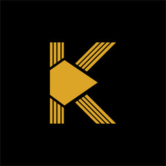 Diamond letter K logo design. Illustration of a diamond with lines forming the Letter K.