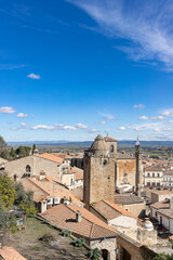 Fototapeta na wymiar Panoramic view of the majestic and impressive monumental town of Trujillo, Extremadura, Spain.