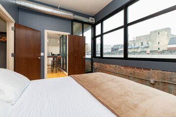 bedroom with city view