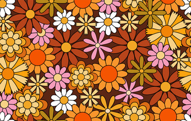Seamless geometric retro pattern in 70s 60s trendy style. Vector illustration.